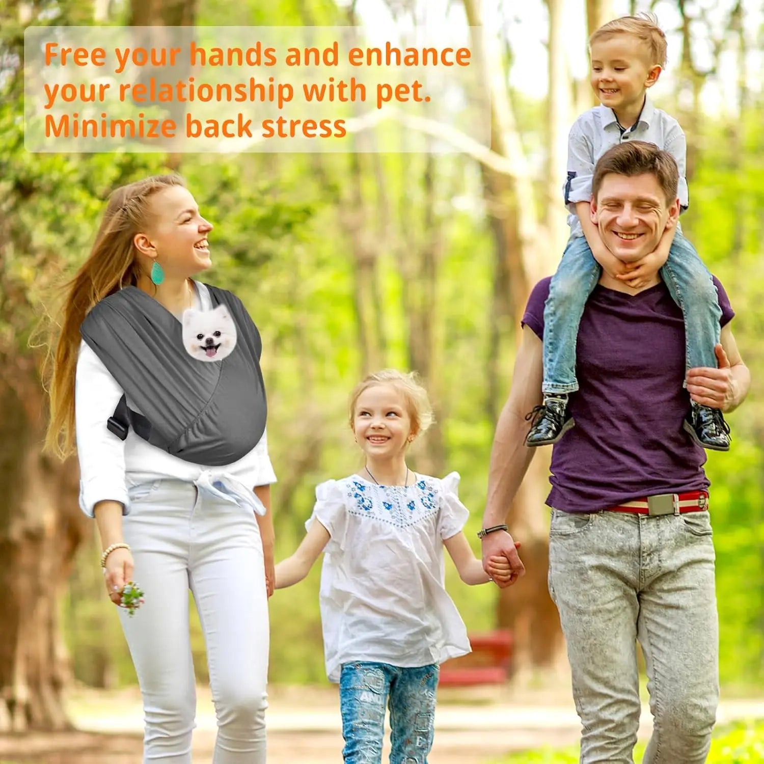 Front-Sling Carrier for Small Dogs & Cats, Adjustable Soft Cotton Pet Harness Up to 10lb (Dark Gray)