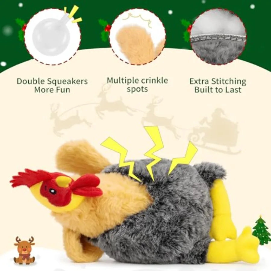 Christmas Squeaky Dog Toy Plush Stuffed Chicken Chew Toy for Small Medium and Large Dogs Cute and Fy Interactive Puppy Toy with