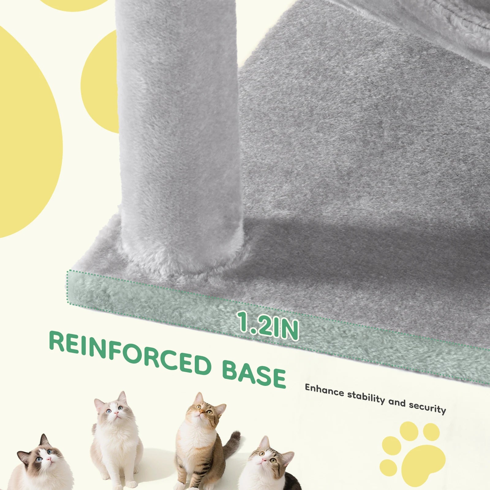 JHK 44In Cat Tree Tall Multi-Cat Climbing Tower for Pet Furniture Natural Sisal Scratching Posts Stable Pet House for Indoor Cat