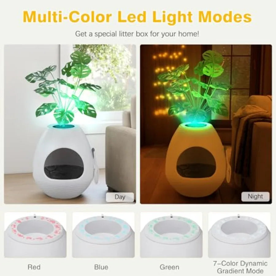 Eggloa6 Extra Large Hidden Litter Box with Plant Decor Premium Litter Box Furniture with Smart Odor Control and 3PCS Cat Litter