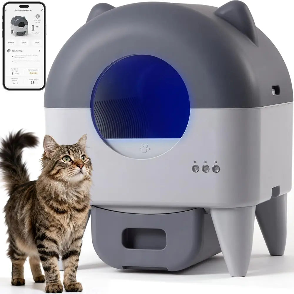 Extra Large Smart Self Cleaning Litter Box for Multiple Cats with Low Noise APP Control And Safety Sensors