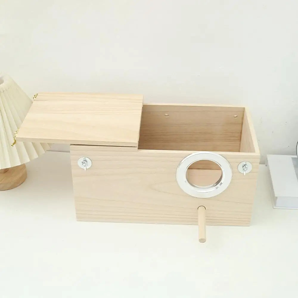 Wood Bird House Nest Birds Breeding Box With Perch Stand Spring Bird Parrot Breeding Decorative Cages Pet Accessories