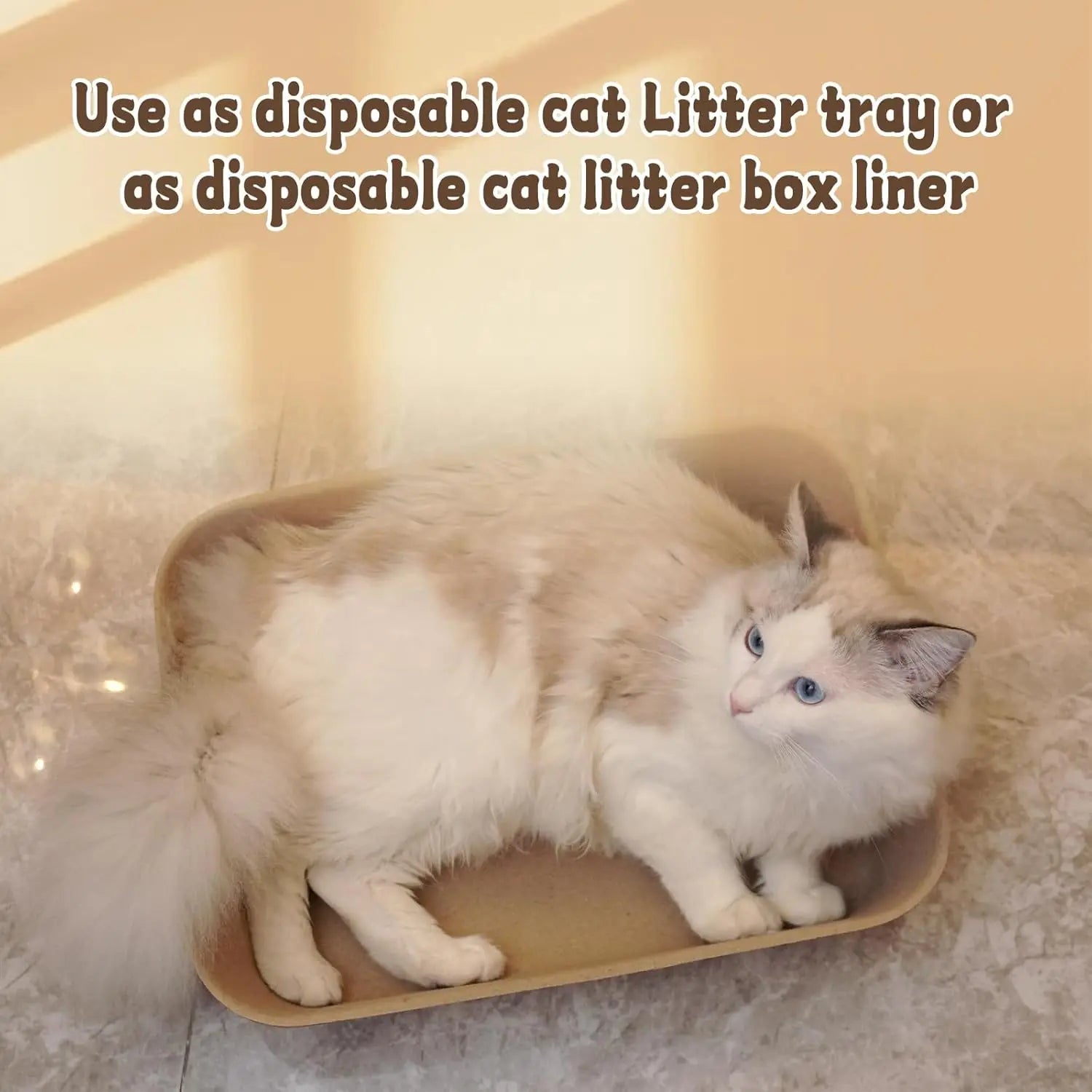 Extra Thick Large Disposable Cat Litter Box, Leak Resistant Durable Sustainable, Brown 6-Pack