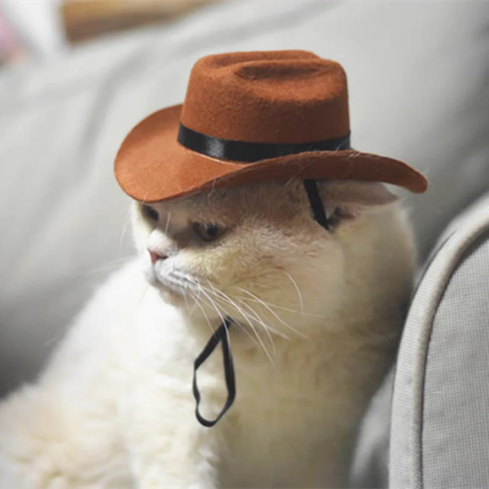 Pet Hat Cat Cowboy Hat Adjustable Funny Retro Cowboy Hat for Dog Cat Pet Photo Prop Halloween Decor Cat Accessories