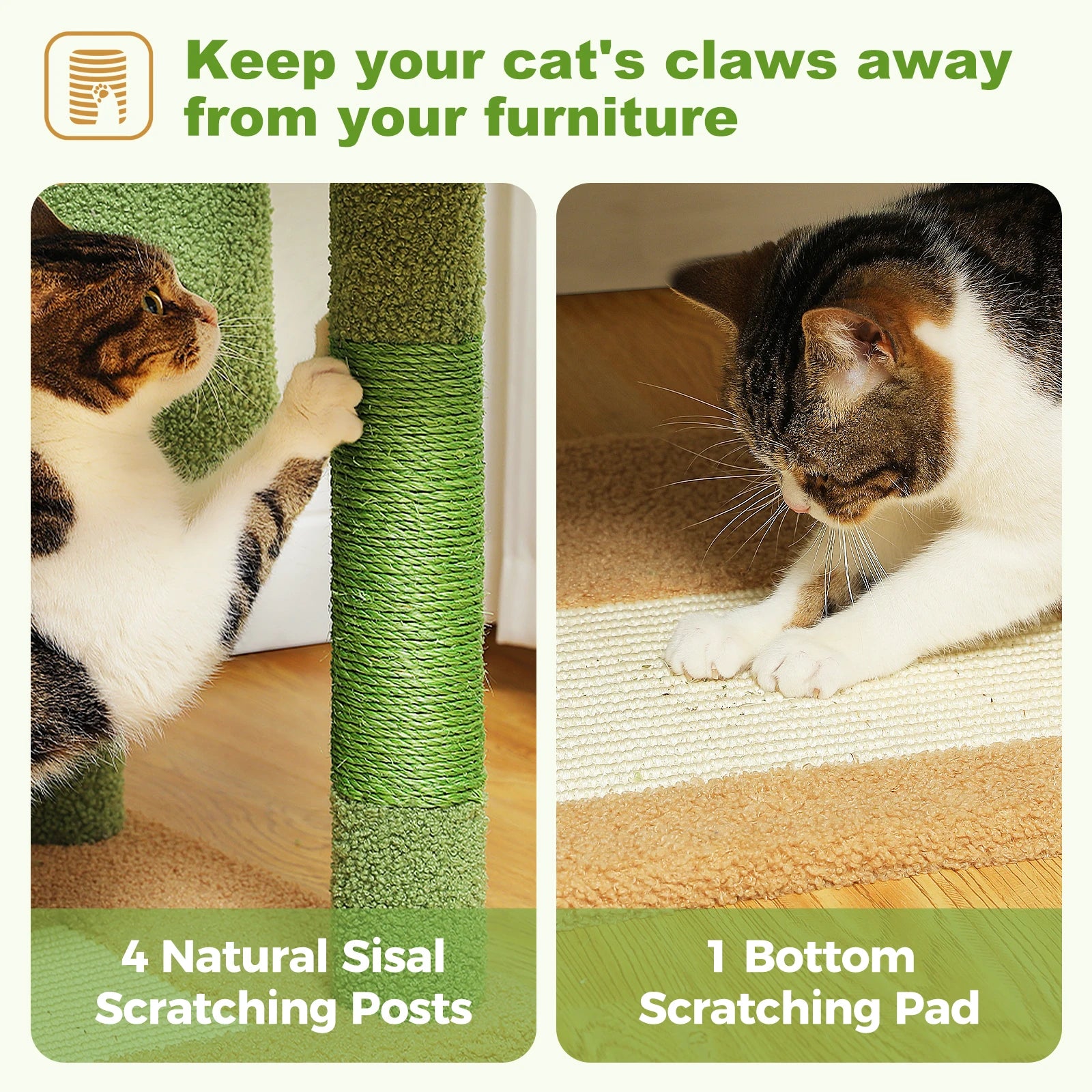 Multi-Level Cat Tree for Indoor Large Cat Tower with 2 Spacious Condos Scratching Posts Scratching Pad Cat Accessories Cat Toys