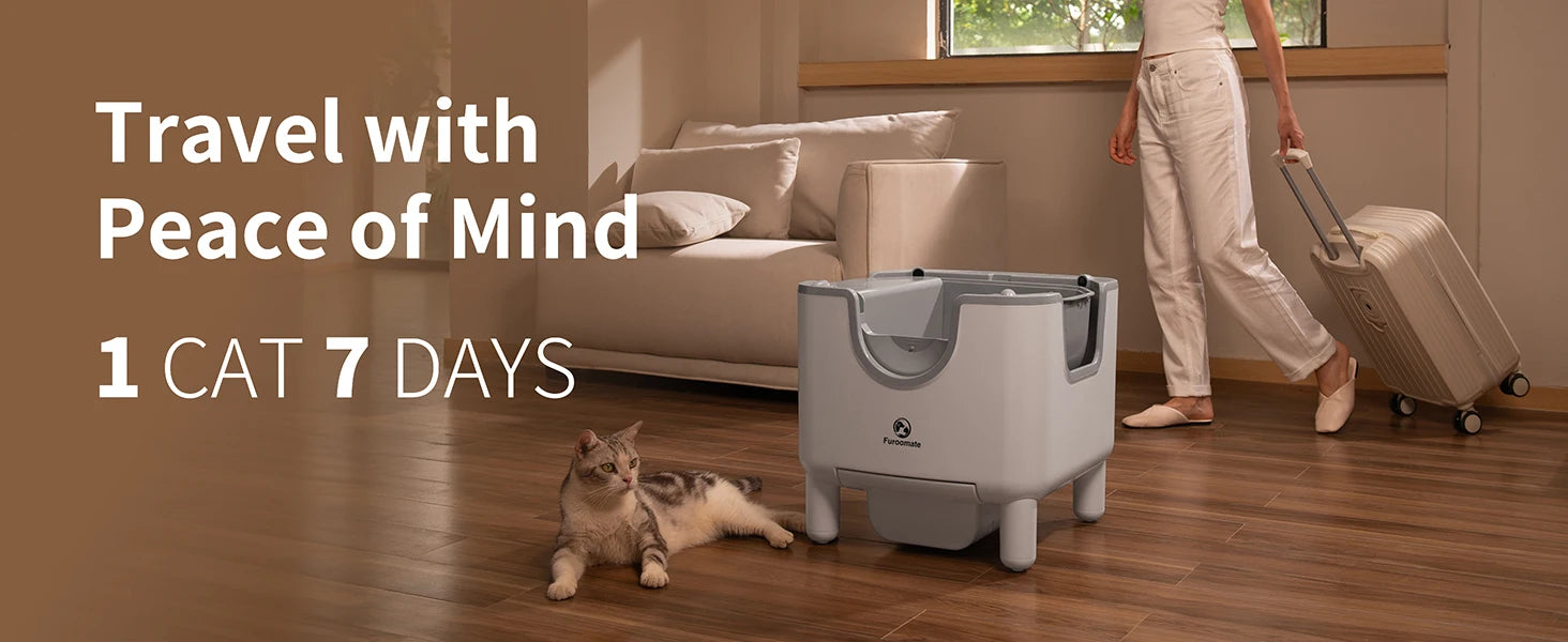 F6 Self-Cleaning Litter Box - Open-Top Automatic Cat Litter Box with Odor Control, Safety Features, and Easy Maintenance