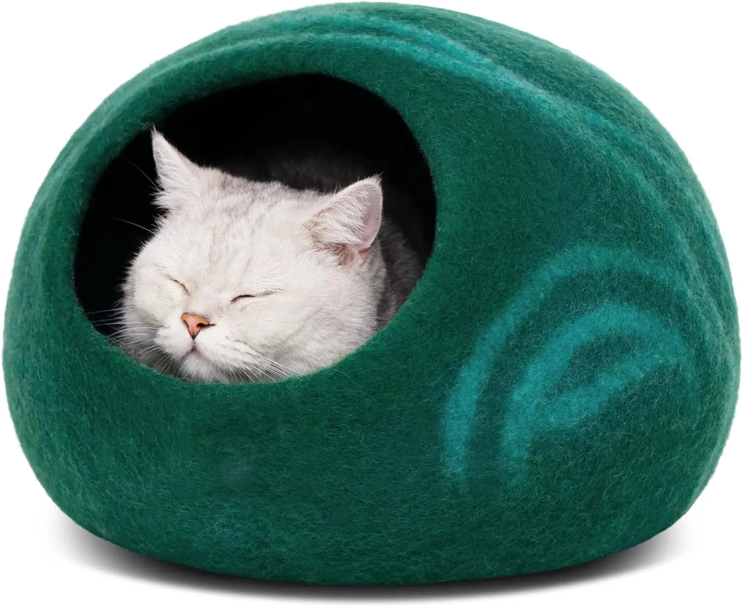 Premium Handmade Merino Wool Cat Cave Bed for Indoor Cats, Medium Dark Grey, Eco-Friendly & Durable