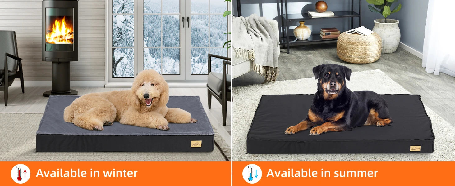 Large Orthopaedic Dog Bed Waterproof Cushion Pet Mattress 2 In 1 Pet Dog Crate Bed with Removable Washable Cover Indoor Outdoor