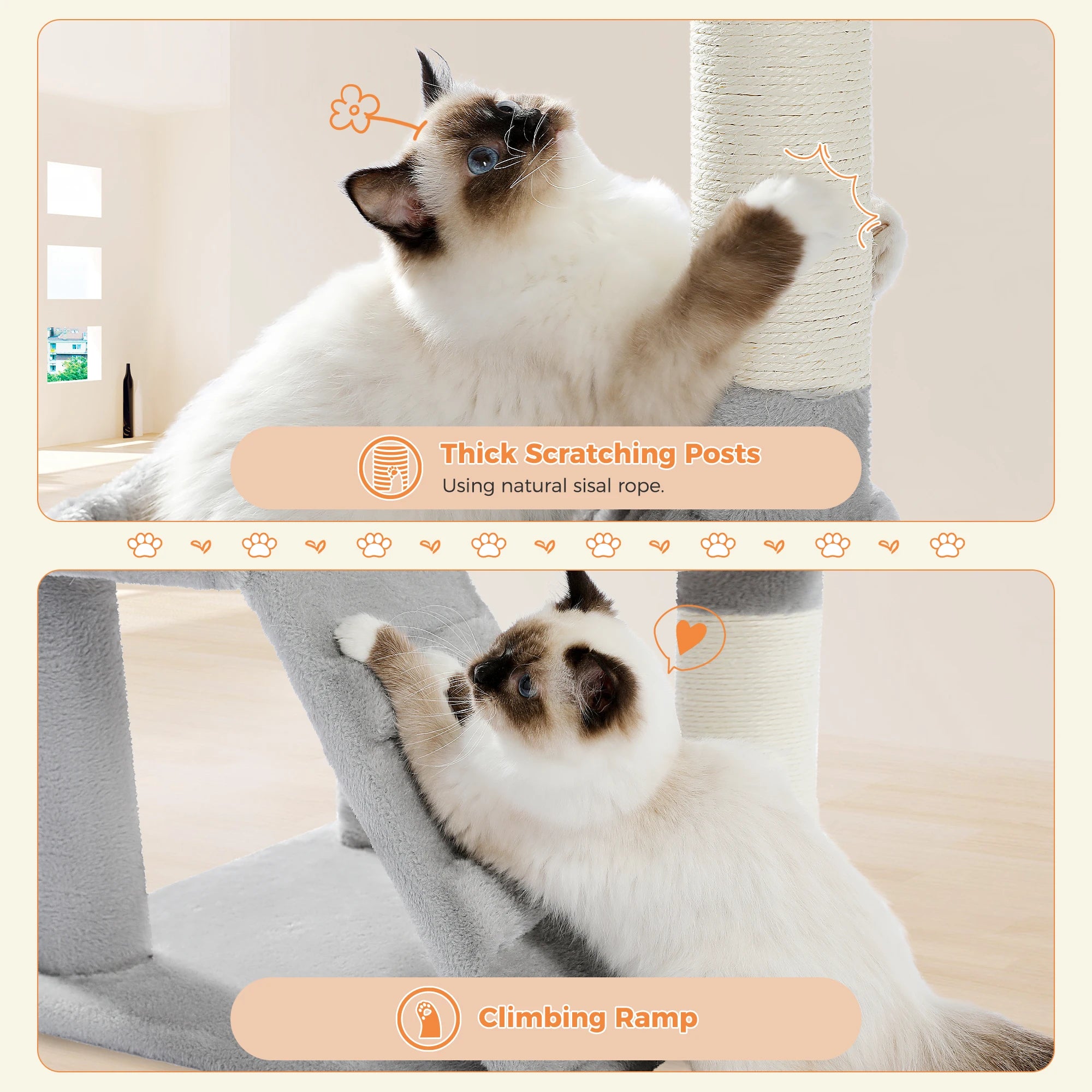 Cat Tree with Toy Cat Tower condo for Indoor Cats Cat House with Padded Plush Perch Cozy Hammock and Sisal Scratching Posts