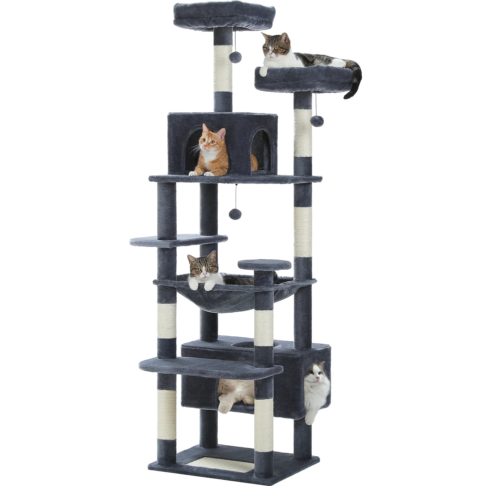 Large Cat Tree and Tower for Indoor Cats With Sisal-Covered Scratching Posts Spacious Hammock Padded Perches and Condos Cat Toys