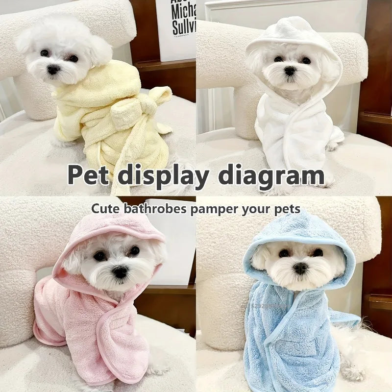 Quick Drying Soft Pet Bath Towel Robe Absorbent Soft Pet Bathrobe Dog Bath Towel for Small Medium Dogs and Cats