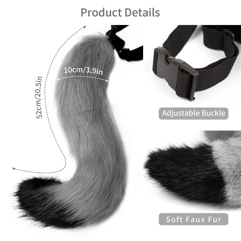 Anime Animal Tail Cosplay Costumes Props Cat Fox Plush Tails Role Play Halloween Party Kawaii Accessories