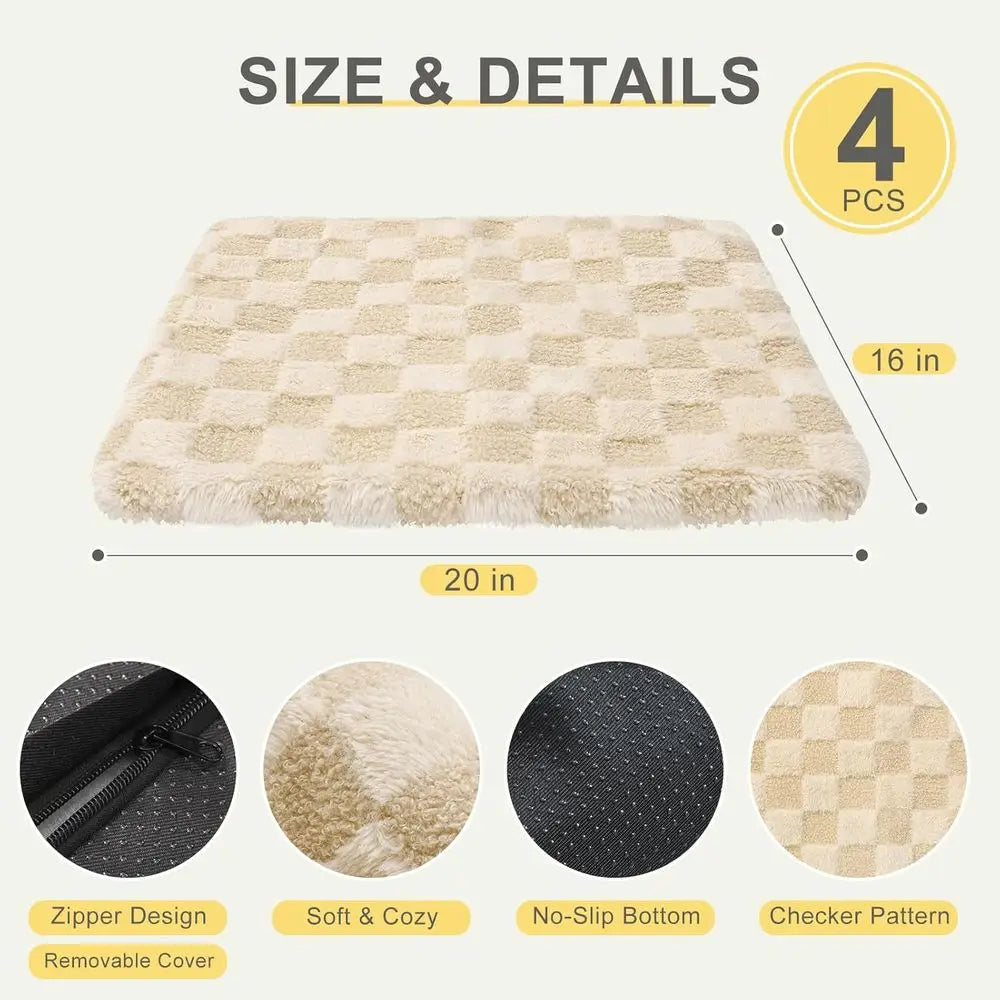 Self Warming Cat Bed, 4 Pack Heated Cat Bed, Extra Warm Plush Thermal Foil Heating Pad,Self-Heating Pet Mat for Crate,Floor Indo