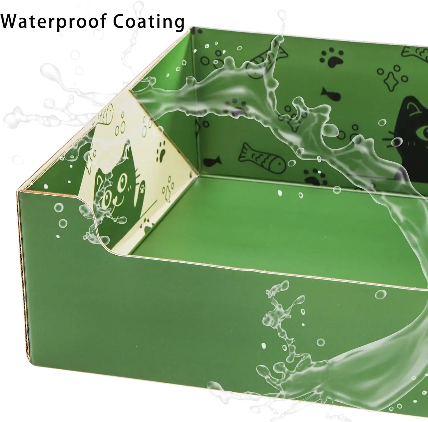 8 Pcs Disposable Cat Litter Boxes with Scoop, Waterproof Double Layer, 14.8 x 11.6 x 4.7in