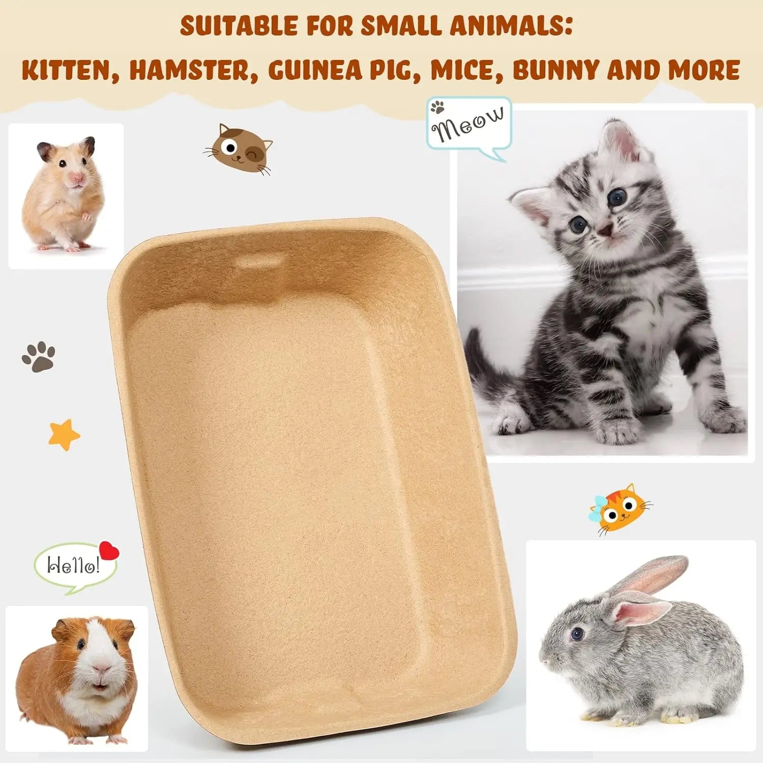 5 Pack Large Disposable Cat Litter Boxes, 16.1 x 11.2 x 3.7 in, for Cats, Hamsters, Guinea Pigs, Rabbits & Small Pets