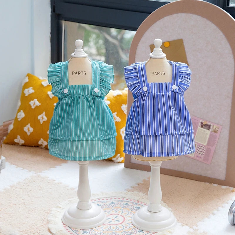 Pet Dog Dress Striped Pattern Cat Princess Dresses Chihuahua Yorkie Sweet Sleeveless Skirts Puppy Costume Pet Clothing