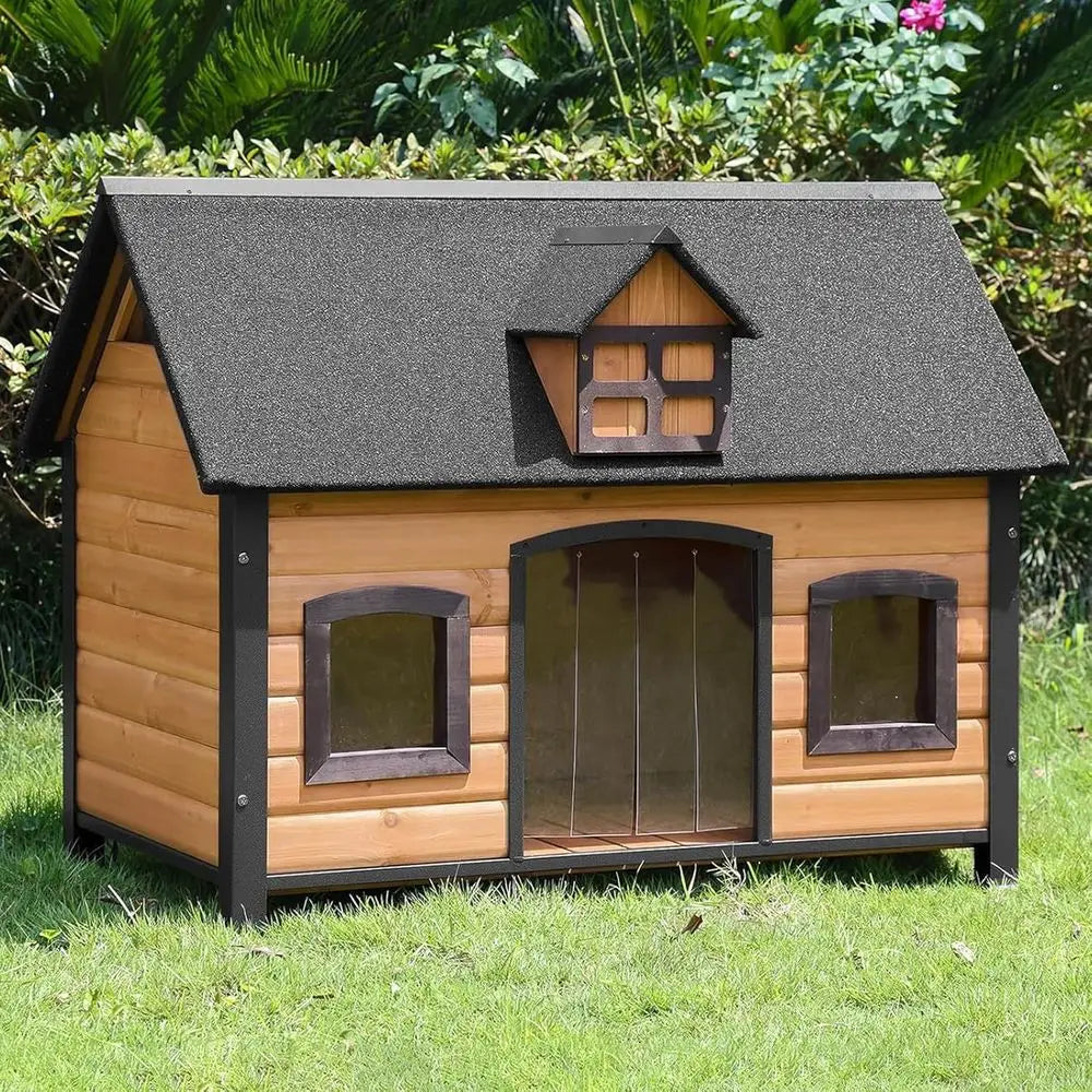 All-Weather Metal Dog House: Waterproof Indoor/Outdoor Kennel for Small to Large Dogs