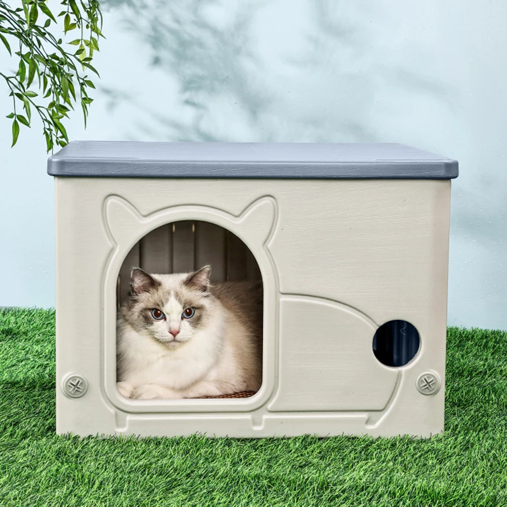 Stray Cat House Outdoor Rainproof Shelter Winter Warm Cozy Pet Cave Sleeping Beds Foldable Washable for Small Pets Supplies
