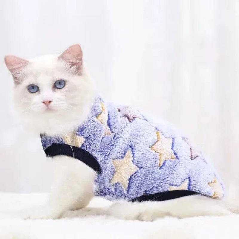 Cartoon Fleece Pet Cat Clothes Winter Warm Pet Dog Vest Puppy Cat Sweater Dog Clothes For Small Dogs Cats Coat Jacket Pet Outfit