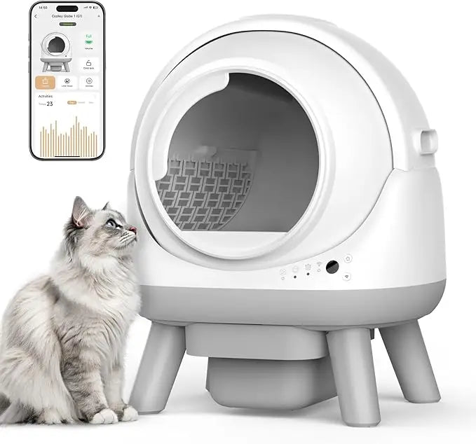 Automatic Self-Cleaning Litter Box for Multiple Cats, Smart Robotic System with App Control and Health Tracking, Includes Trash