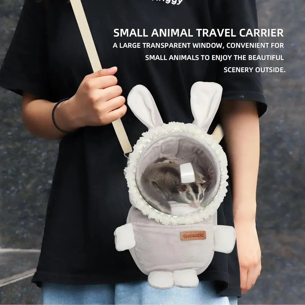 Hamster Carrier Rat Bag Cute Rabbit Shape Small Animal Sugar Glider Travel Pouch Gerbil Hedgehog Portable Travel Carrier Outdoor