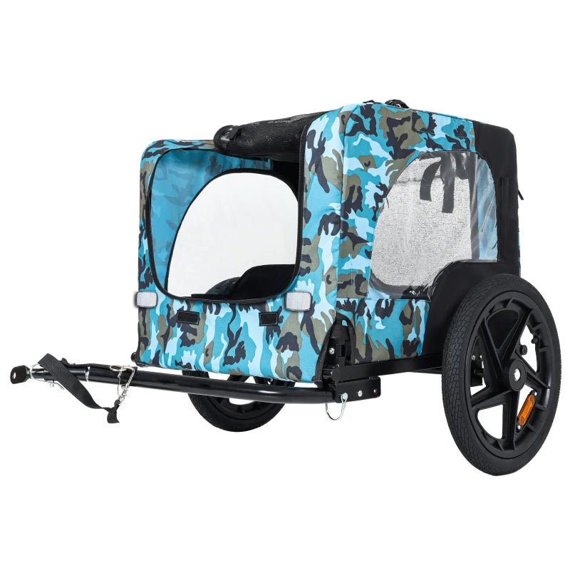 Outdoor Heavy Duty Collapsible Pet Bike Trailer With 16 Inch All Terrain Wheels Universal Hitch Foldable Dog Cargo Carrier