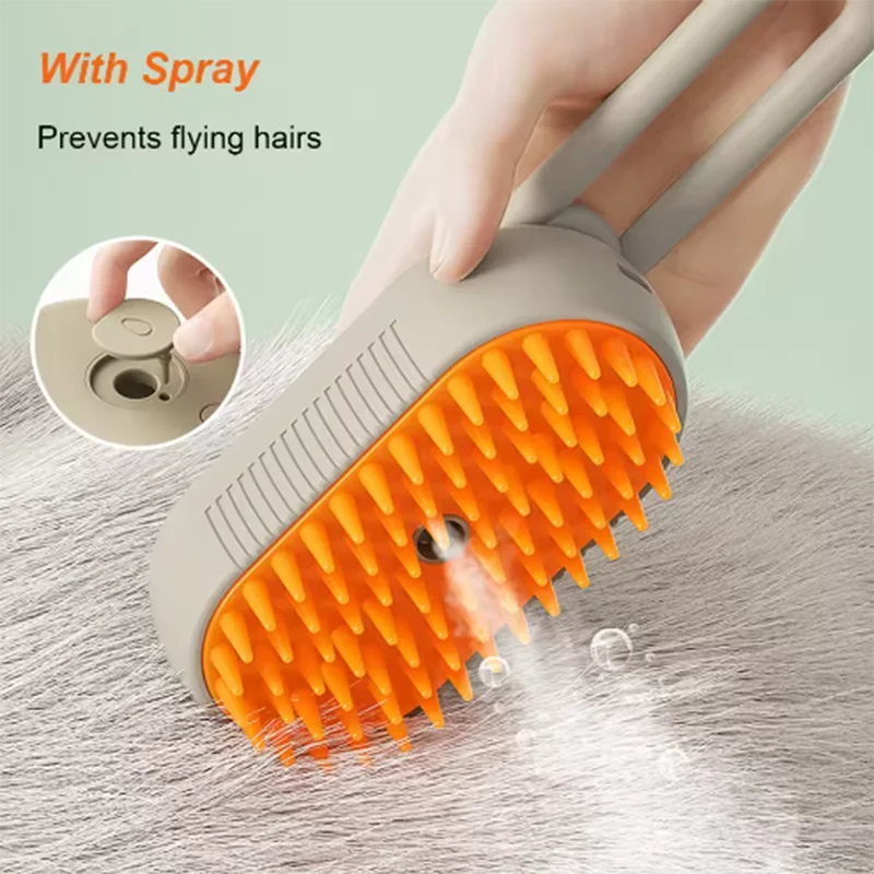 New Cat Dog Pet Spray Massage Brush One Button Steam Spray Folding Rotatable Floating Hair Bath Hair Removal Brush Comb