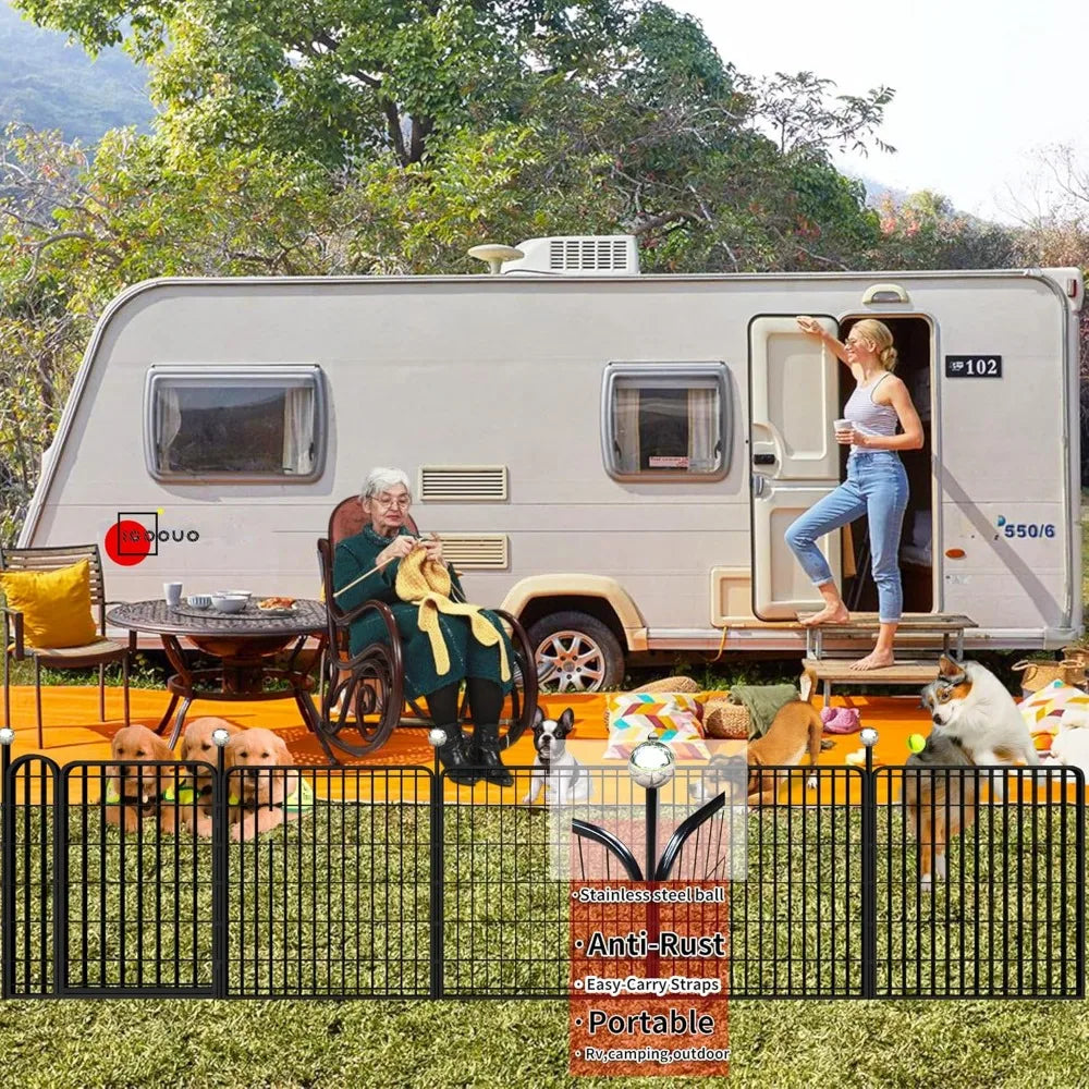 32'' Portable Dog Play Pen Indoor Outdoor, 12 Panel Metal Pet Fence with Easy Carry Straps for Medium Large Dogs