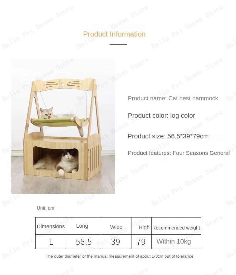 Multifunctional Luxury Cat Villa Double-story Pet House Four-season Universal Cat Nest Cat Hammock Pet Toys Pet Supplies