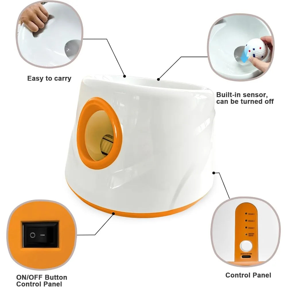 Interactive Dog Ball Launcher with 6pcs 2.3 Inch Tennis Balls, Throws 20-45ft, Ideal for Indoor and Outdoor Play