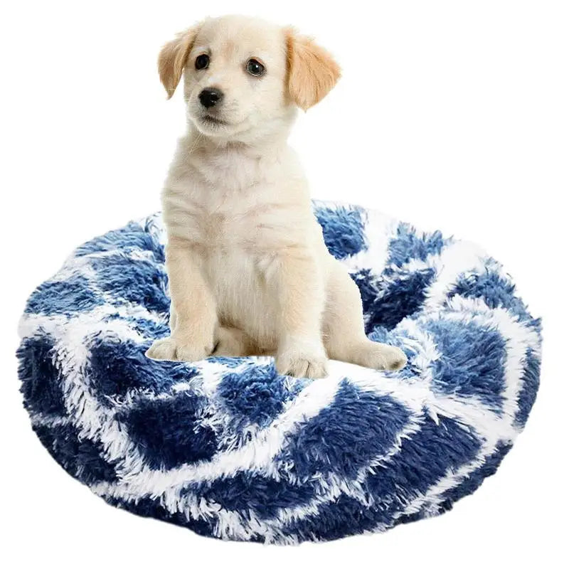 Soft Plush Pet Beds USB Heating Round Dog Bed Donut Round Beds For Small Medium Dogs And Cats Comfortable And Machine Washable