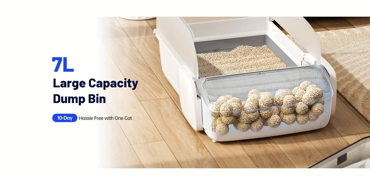 Self Cleaning Automatic Cat Litter Box Robot Open Top Large Capacity App Control Anti Pinch Odor Free Waste System MultiCat Free