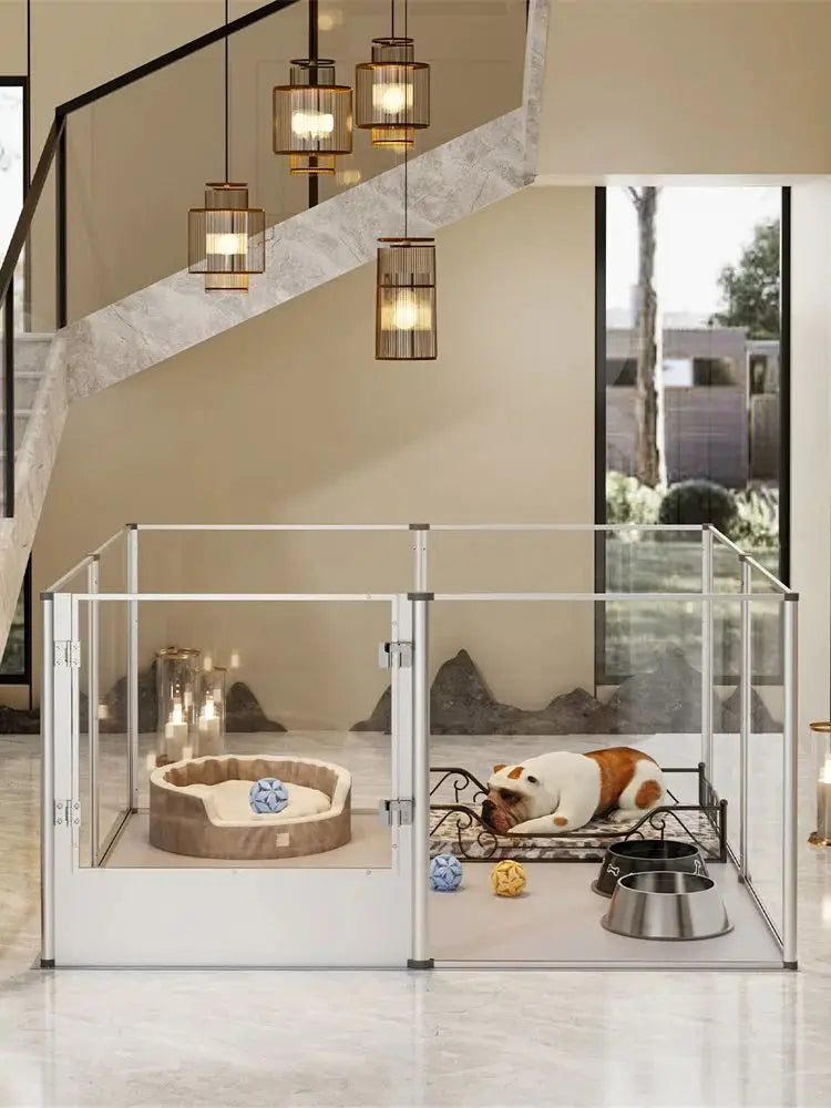 1Pc Large Acrylic Dog Playpen Cage Whelping Pen Box Indoor Enclosure Pet Clear Fence Puppy Playpen with Waterproof Fertility Pad