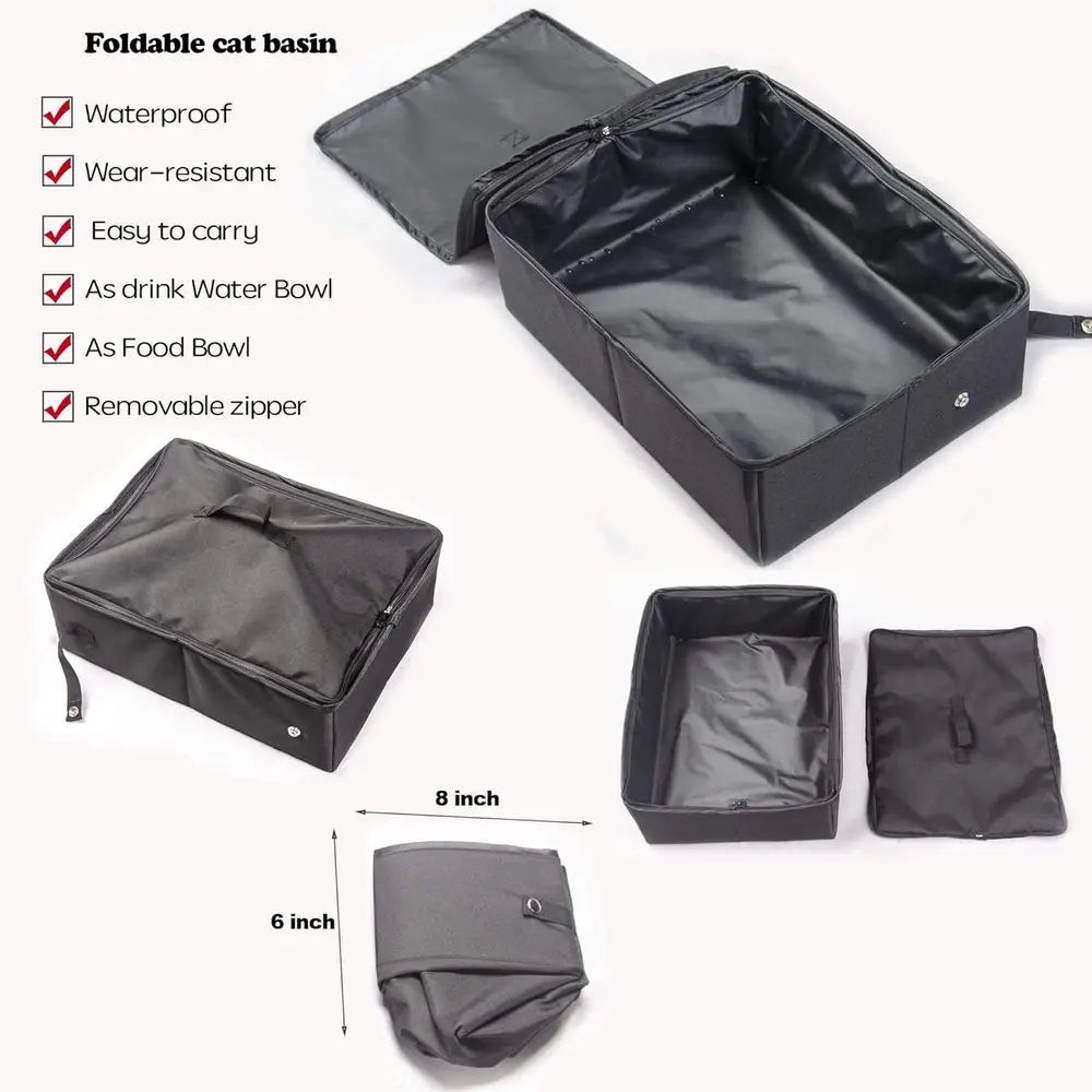 Collapsible Pet Carrier for Cats: Travel Carrier with Hammock, Mat, Litter Box & Carry Bag