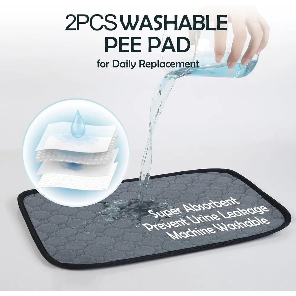 Rabbit Litter Box Stainless Steel, Large Bunny Litter Box with Raised Grid and Washable Pee Pad, Metal Litter Pan High Side for