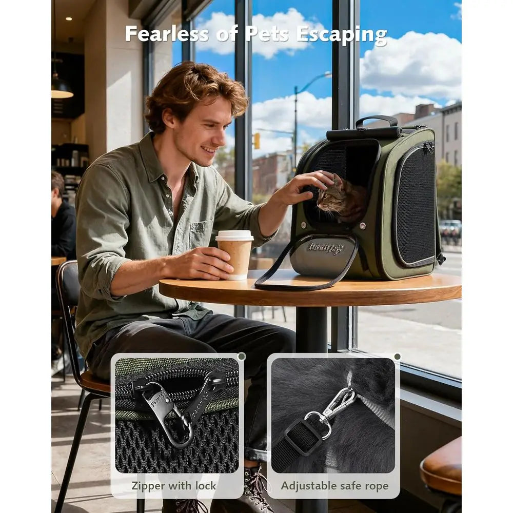 Expandable Large Breathable Cat Bubble Backpack Carrier, Ideal for Travel, Hiking, Shopping, and Vet Visits, Green