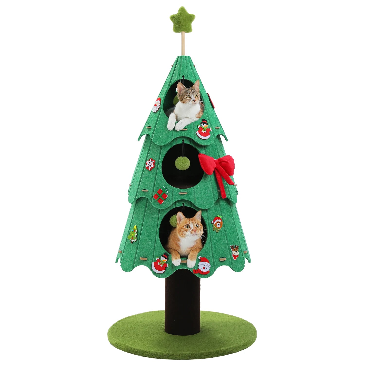 Christmas Cat Tree for Indoor Cats Cute Cat Tower with Cozy Condos Multi-Cat Climbing Furniture Large Cat Bed House Cat Toys