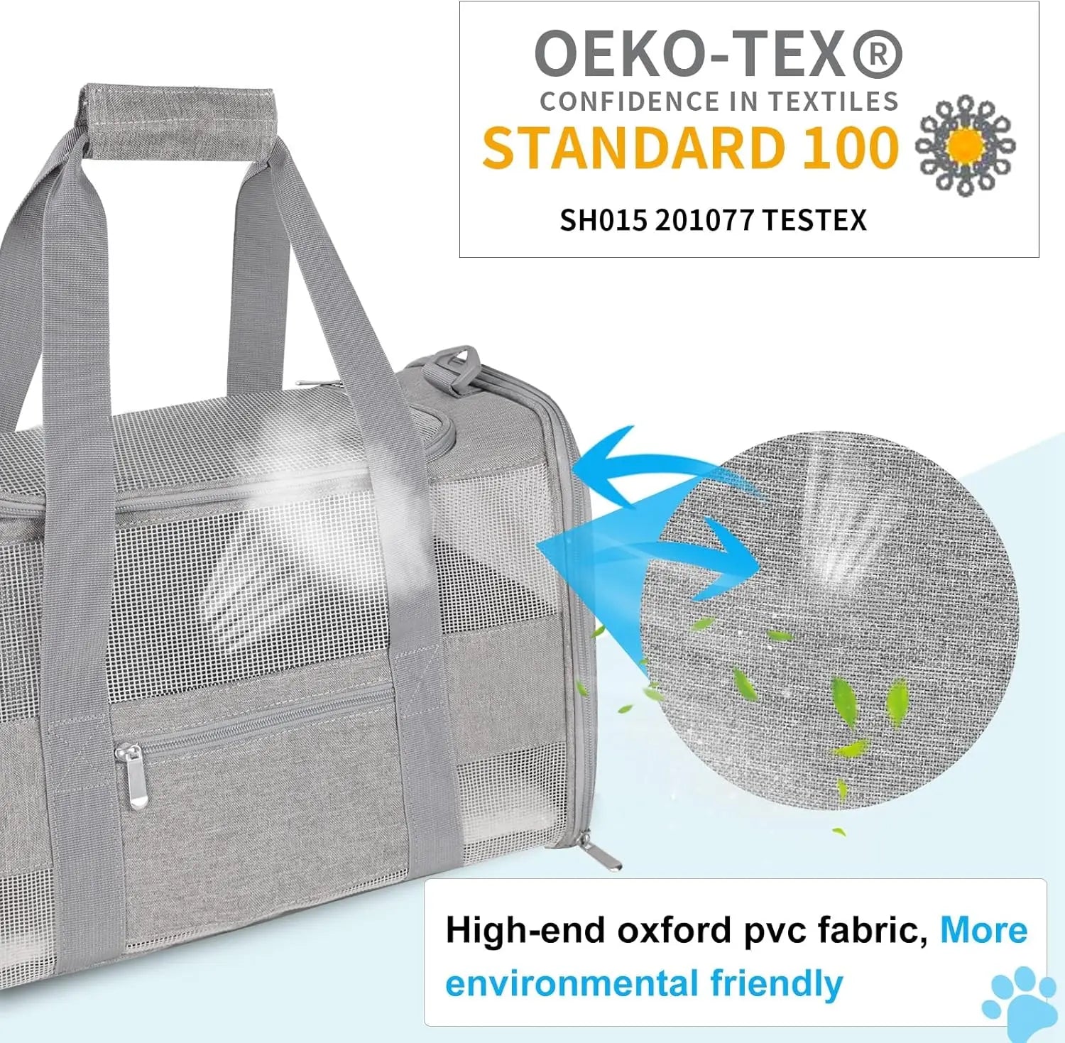 Soft Sided Cat Carrier for Small Cats & Puppies Up to 15 Lbs, Airline Approved, Collapsible Travel Carrier with Reflective Strip