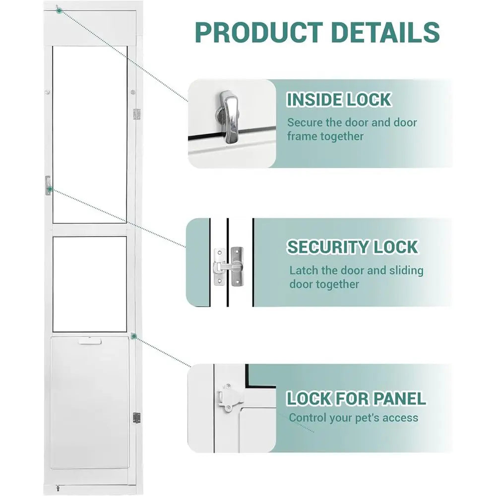 96" Extra Large Dog Door for Sliding Glass Door - XL Doggy Door for Sliding Door Dog Door Insert - Right Open Amount from Inside