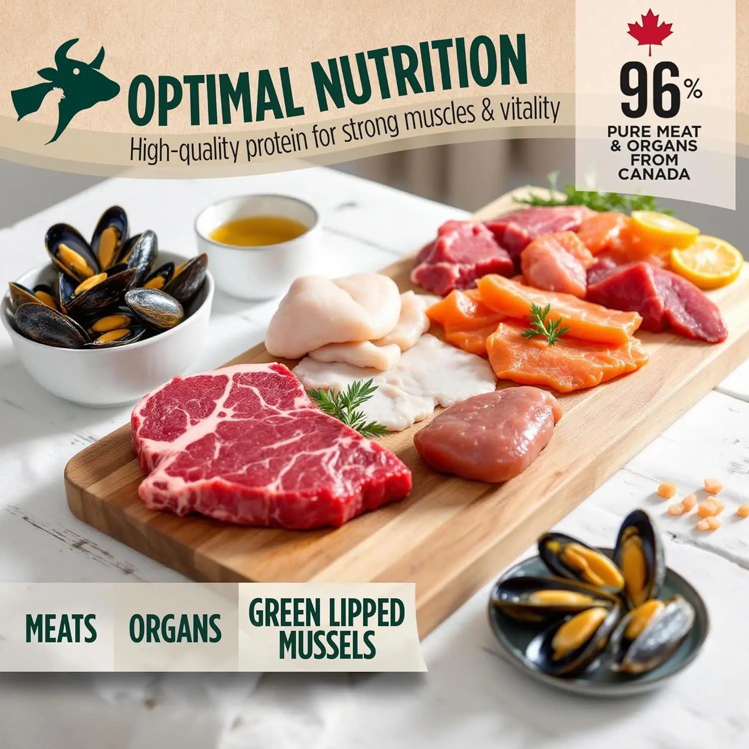 Canada Air-Dried Salmon & Duck Dog Food - Omega-3 Rich, Grain-Free, No Fillers, 1 lb