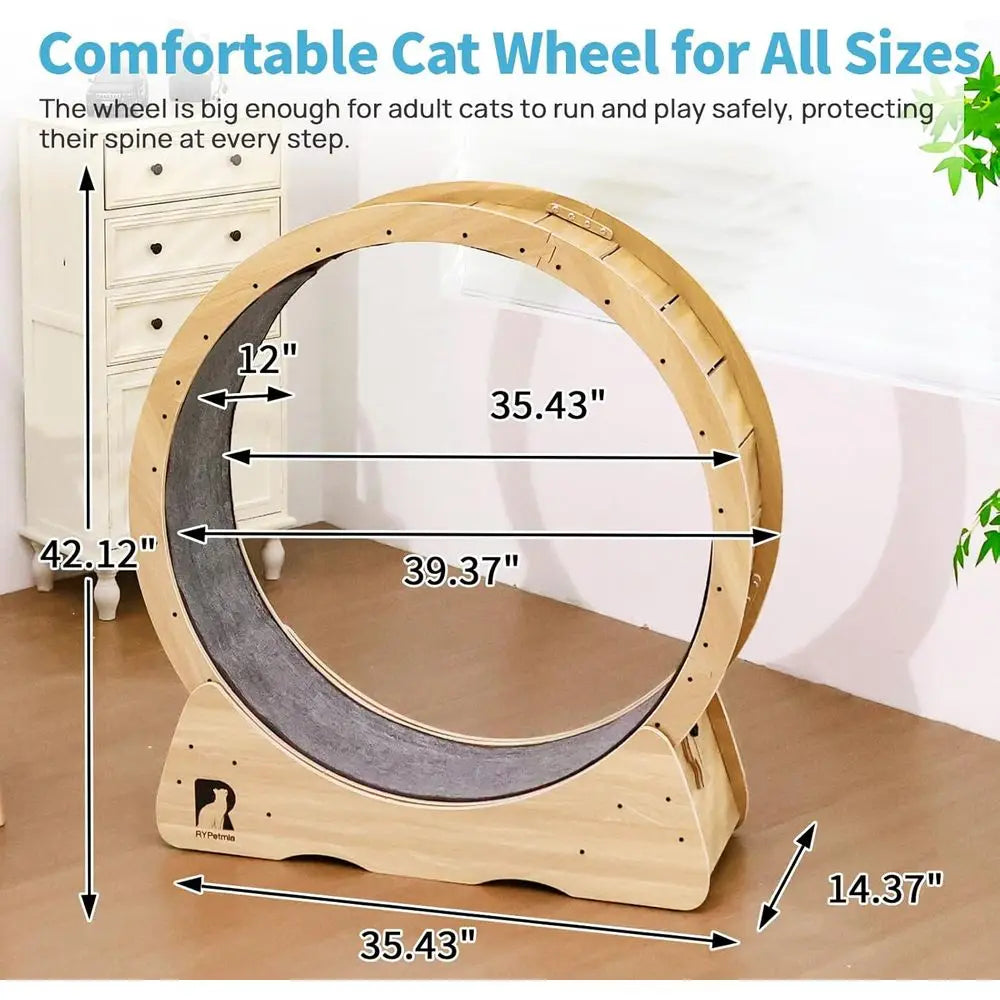 Indoor Silent Cat Exercise Wheel, 43 Non-Tip, Supports Up to 55 lbs, Easy Assembly