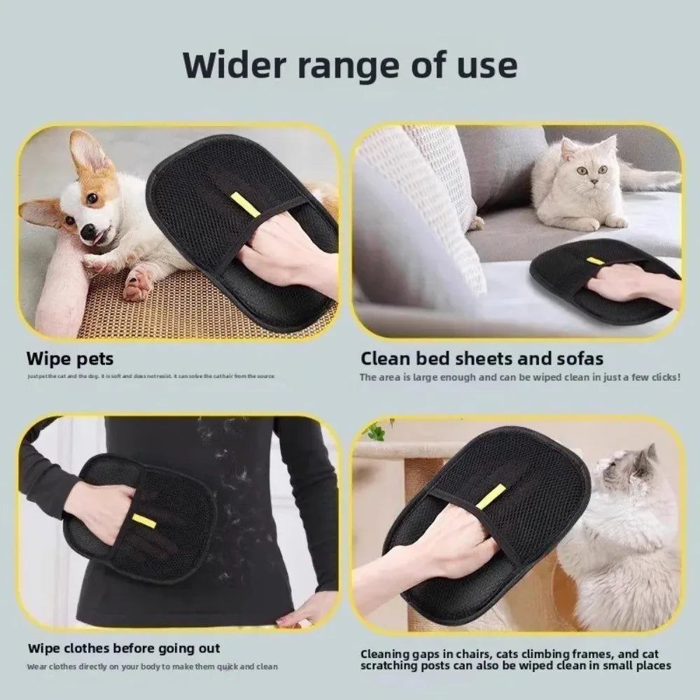 Pet Hair Removal Gloves - Dog CatShedding Brush Gloves for Grooming & Cleaning Furniture, Carpet, Clothing - Reusable & Easy Use