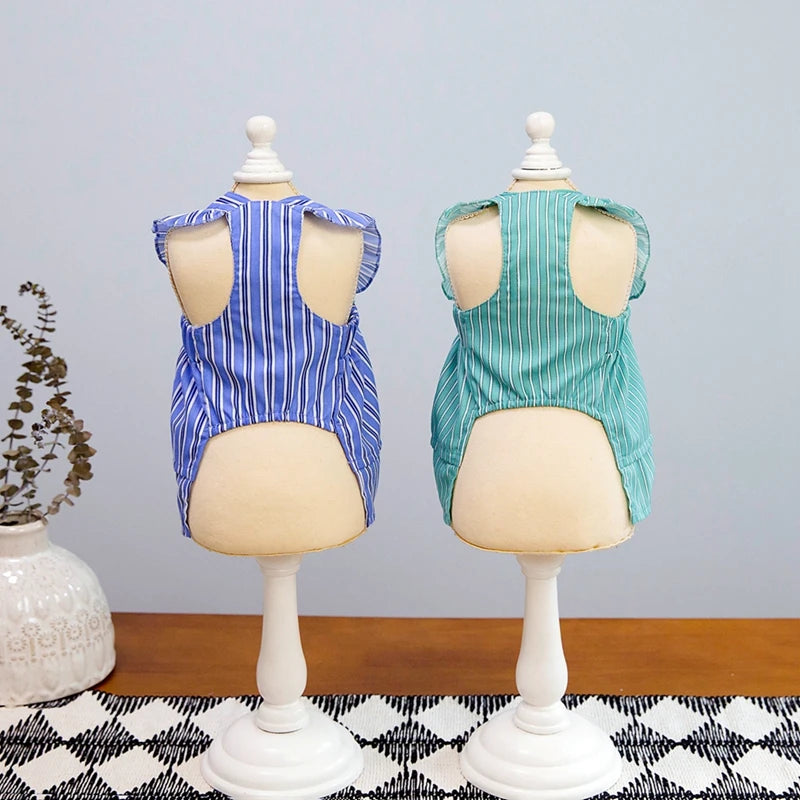 Pet Dog Dress Striped Pattern Cat Princess Dresses Chihuahua Yorkie Sweet Sleeveless Skirts Puppy Costume Pet Clothing