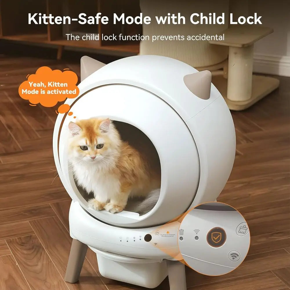 Self Cleaning Litter Box - E2 Automatic Cat Litter Box Large Smart Self Cleaning Robot for Cats, Double Safety Protection, App