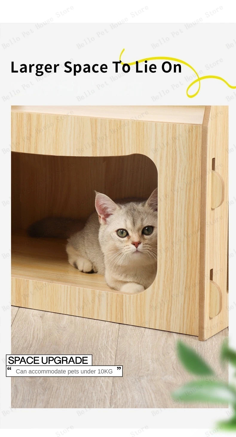 Multifunctional Luxury Cat Villa Double-story Pet House Four-season Universal Cat Nest Cat Hammock Pet Toys Pet Supplies