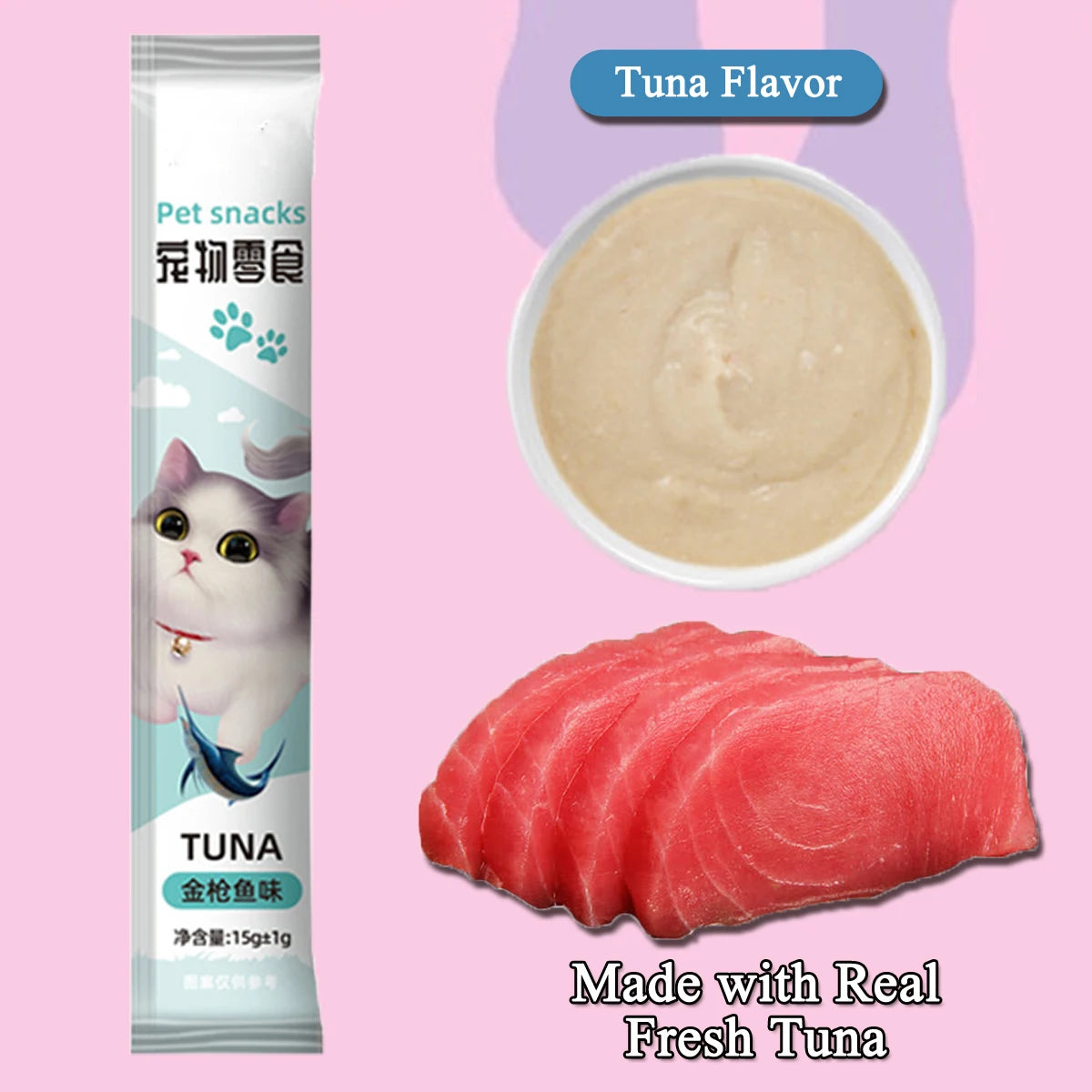 Cat Treats, Lickable, Squeezable Creamy Puree Cat Treat, 0.5 Ounces Each Tube, Chicken Flavor.