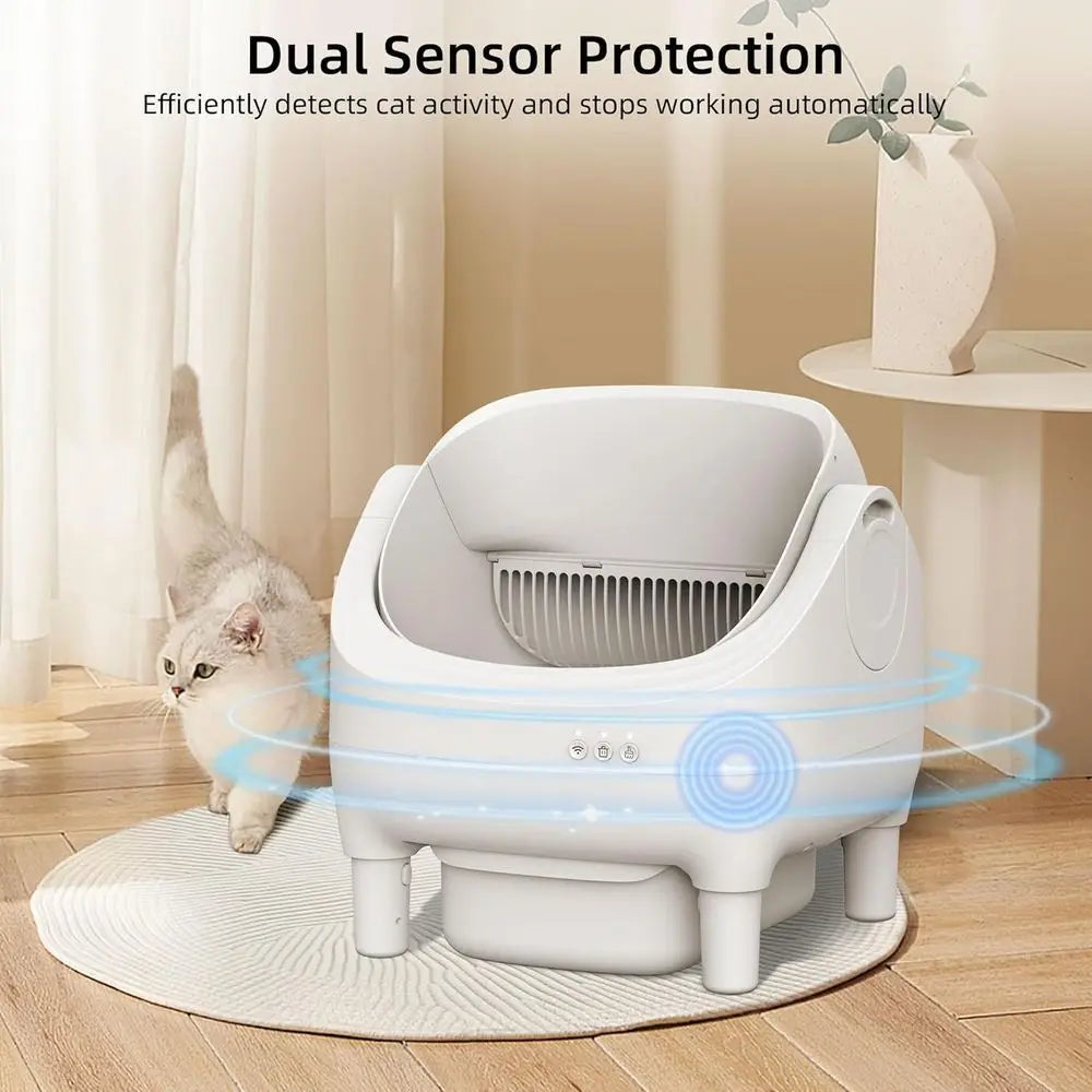 Smart Self-Cleaning Litter Box for Medium Cats & Kittens with App Control, Safety Features, and Wide Entry,Customized