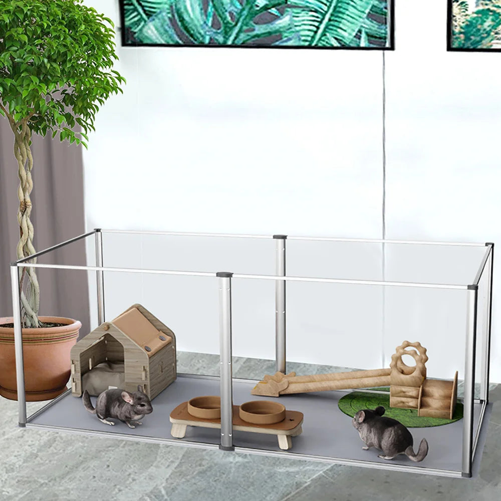 1Pc Large Acrylic Dog Playpen Cage Whelping Pen Box Indoor Enclosure Pet Clear Fence Puppy Playpen with Waterproof Fertility Pad