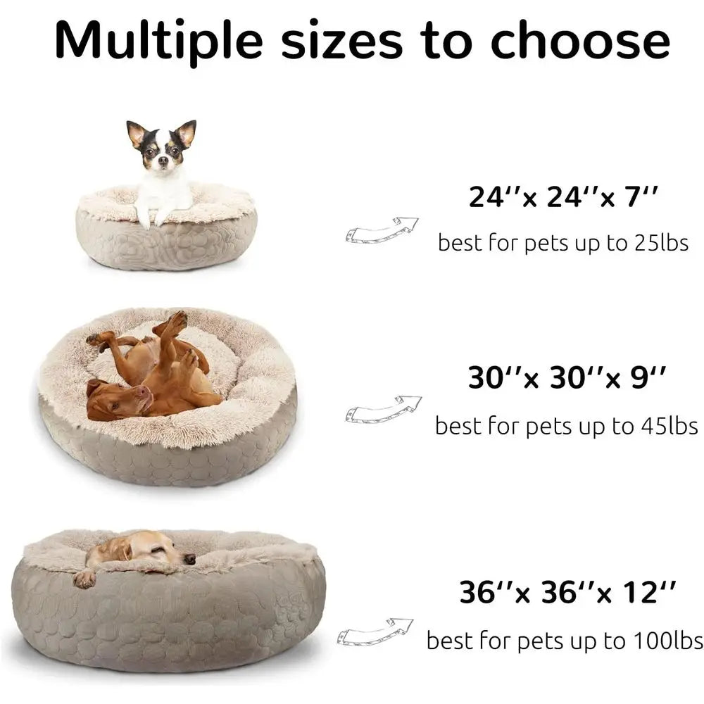 Orthopedic Round X-Large Dog Bed, 30x24x16in, Taupe, Cooling & Warming, Hypoallergenic Polyester for Medium to Large Dogs and Ca