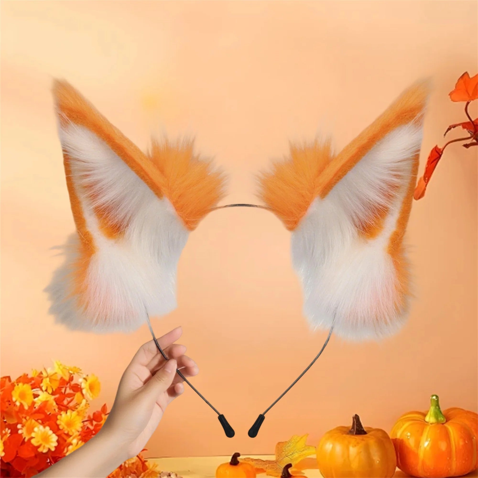 Black Cat Ears Headband Furry Animal Costume Hair Accessories for Halloween Party Cosplay Dress Up Fun